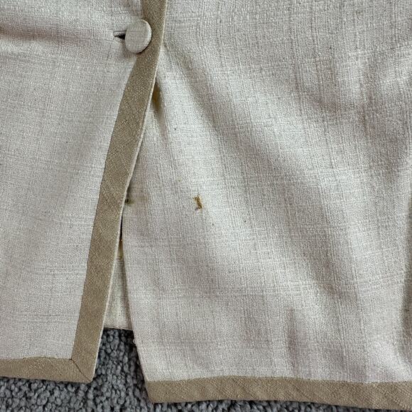 VINTAGE 60s Moe Nathan Silk Vest Womens 8 Beige Button Front Sleeveless READ - Picture 7 of 13